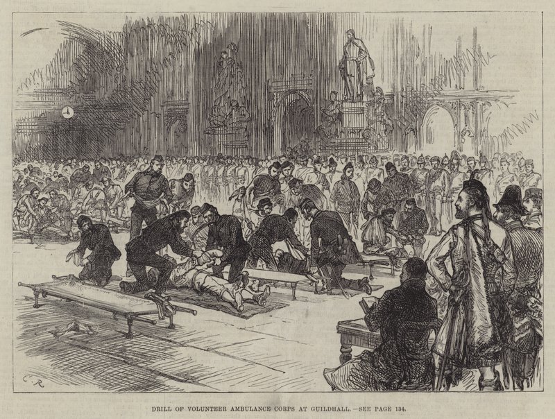 Frivilliga ambulanskårens övning i Guildhall av Sir John Charles Robinson