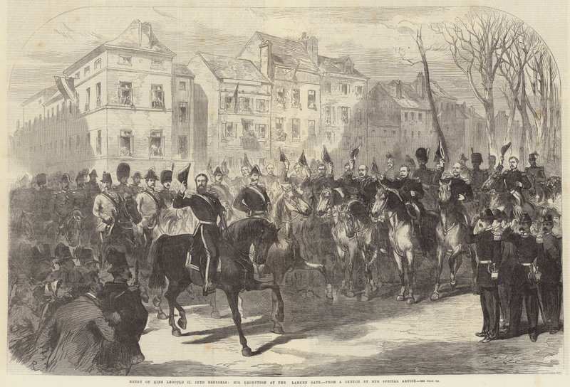 Kung Leopold II:s inträde i Bryssel, hans mottagning vid Laekenporten av Sir John Charles Robinson