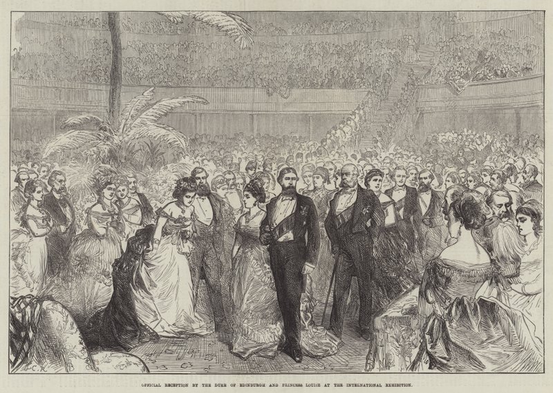 Officiellt mottagande av hertigen av Edinburgh och prinsessan Louise på den internationella utställningen av Sir John Charles Robinson