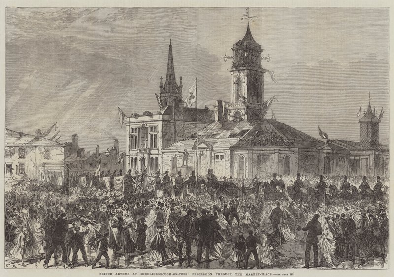 Prins Arthur i Middlesborough-on-Tees, procession genom marknadsplatsen av Sir John Charles Robinson