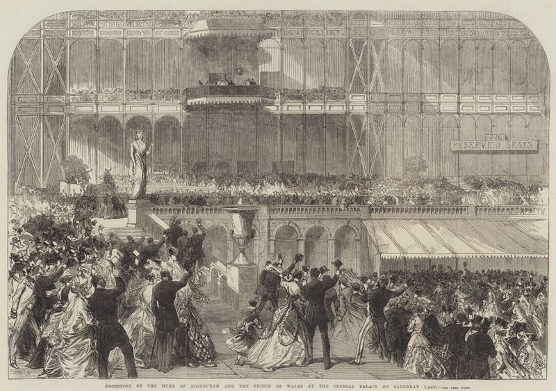 Mottagning av hertigen av Edinburgh och prinsen av Wales på Crystal Palace på lördagen sist av Sir John Charles Robinson