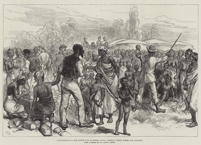 Minnessamtal från Kafferkriget i Sydafrika, som matar Kafferkvinnor och -barn av Sir John Charles Robinson