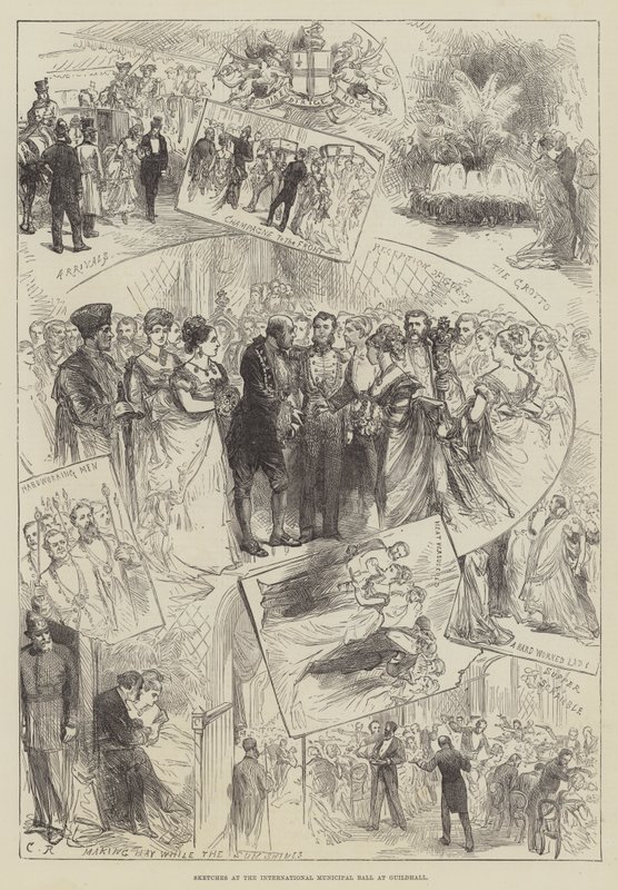 Skisser på den internationella kommunala balen i Guildhall av Sir John Charles Robinson