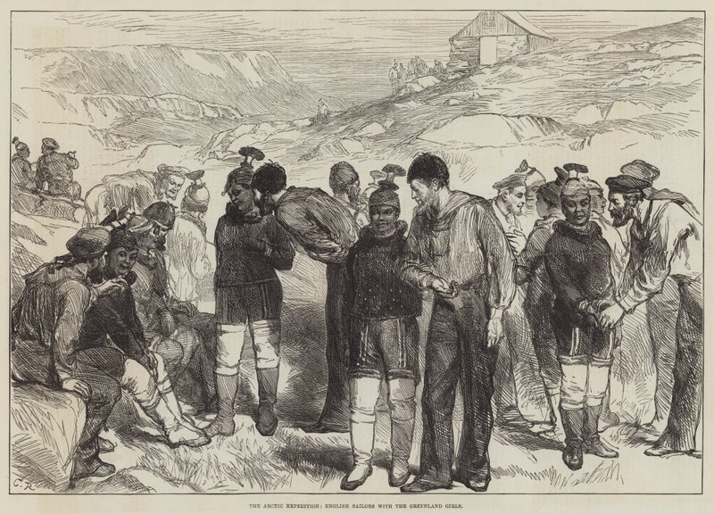 Arktisexpeditionen, engelska sjömän med Grönlandsflickorna av Sir John Charles Robinson