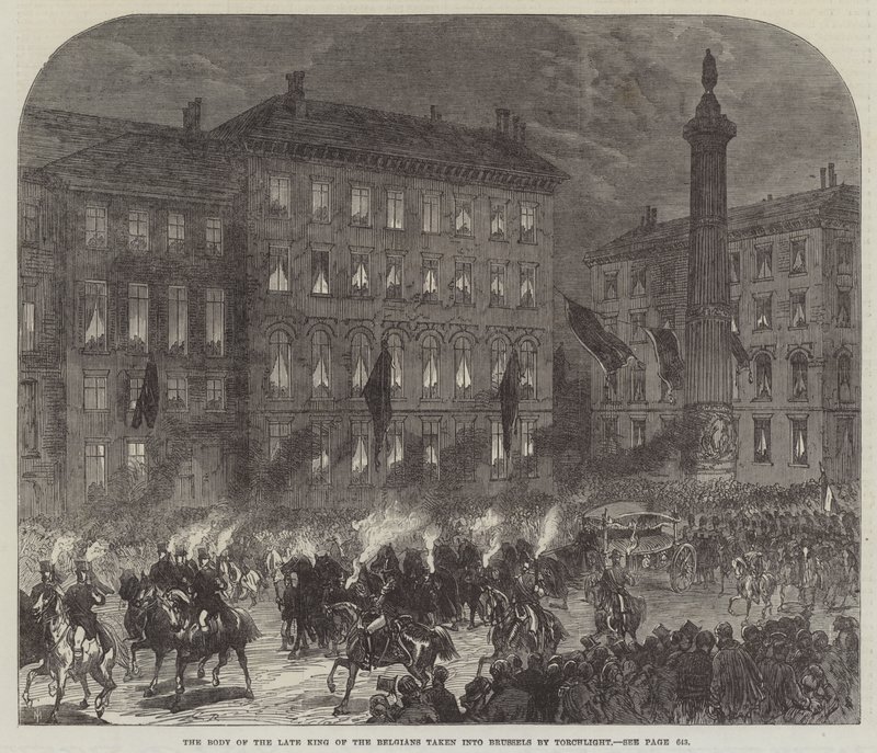 Kroppen av den framlidne kungen av belgierna togs in i Bryssel av Torchlight av Sir John Charles Robinson