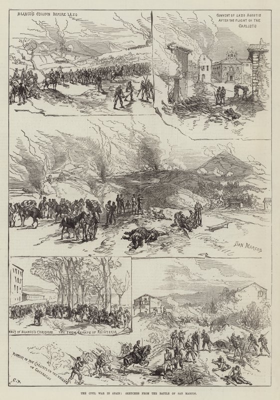 Inbördeskriget i Spanien, skisser från slaget vid San Marcos av Sir John Charles Robinson