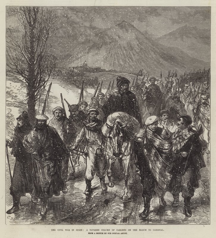 Inbördeskriget i Spanien, en Navarra-kolumn av karlister på mars till Carascal av Sir John Charles Robinson