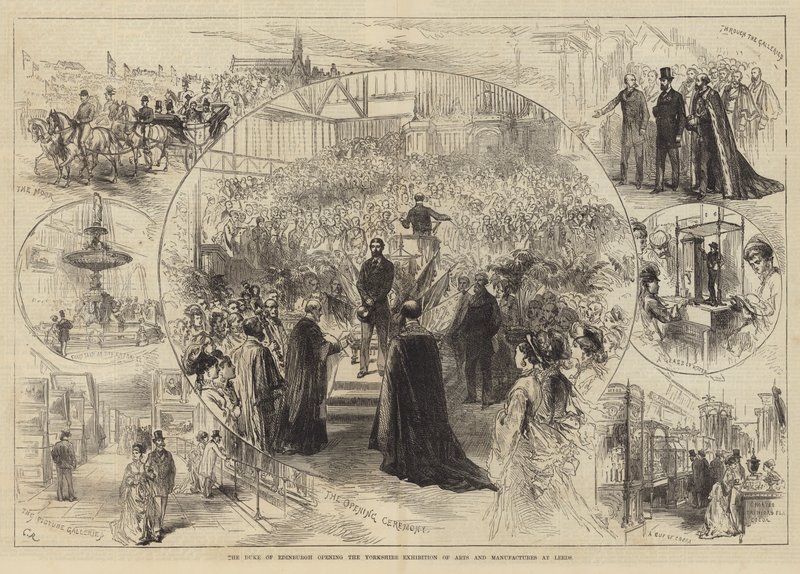 Hertigen av Edinburgh öppnar Yorkshire Exhibition of Arts and Manufactures i Leeds av Sir John Charles Robinson