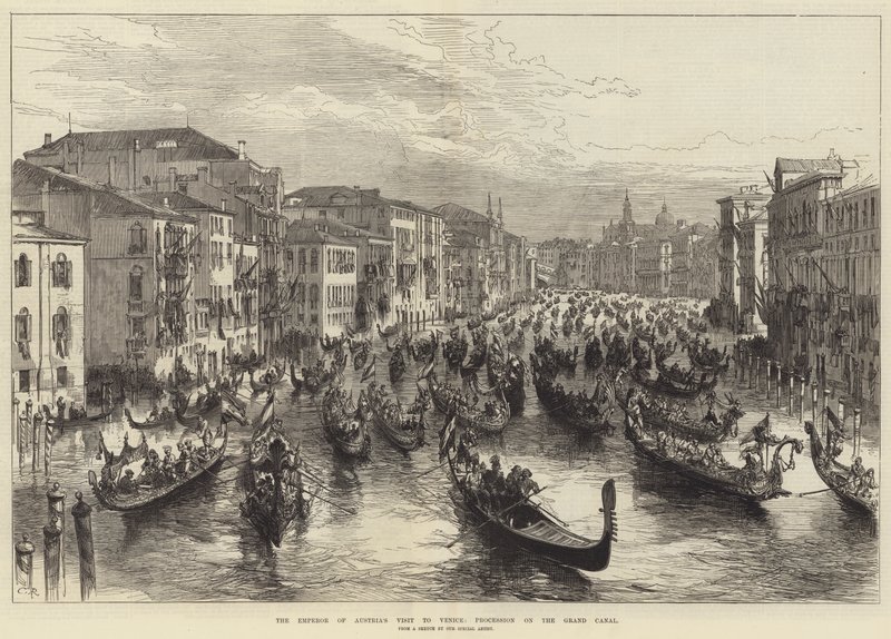 Kejsaren av Österrikes besök i Venedig, procession på Canal Grande av Sir John Charles Robinson