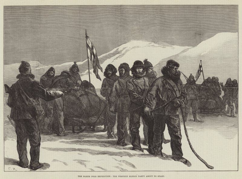 Nordpolsexpeditionen, Western Sledge Party på väg att starta av Sir John Charles Robinson