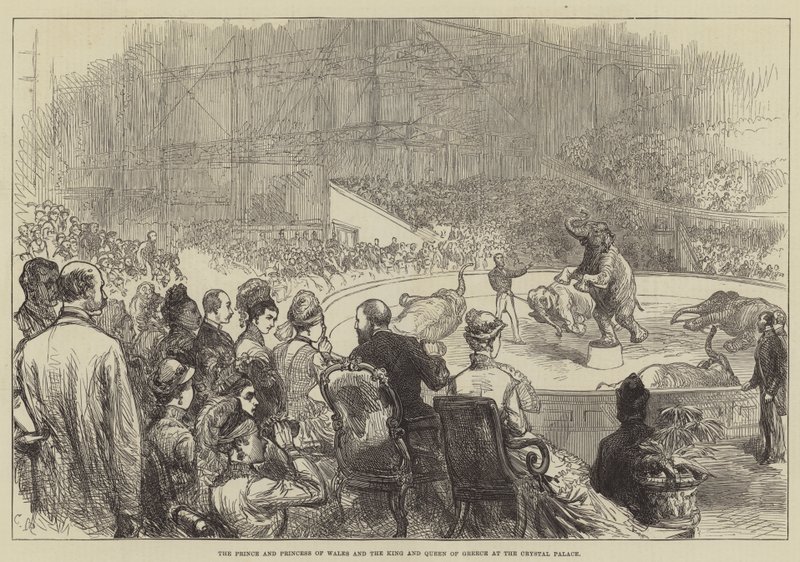 Prinsen och prinsessan av Wales och kungen och drottningen av Grekland i Crystal Palace av Sir John Charles Robinson
