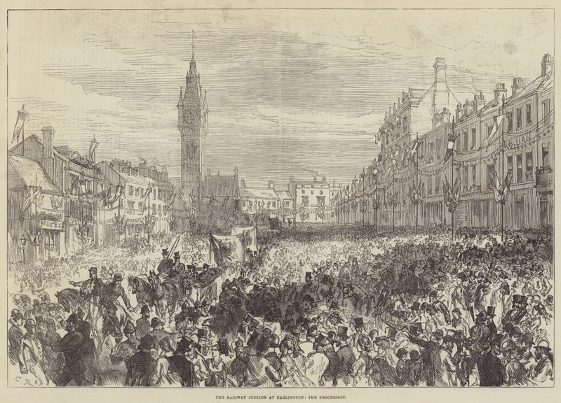Järnvägsjubileet i Darlington, processionen av Sir John Charles Robinson
