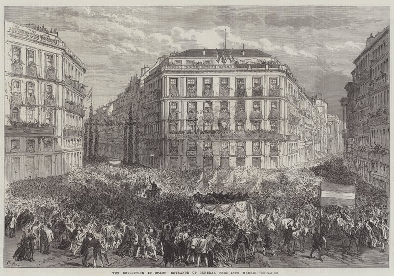 Revolutionen i Spanien, General Prims inträde i Madrid av Sir John Charles Robinson