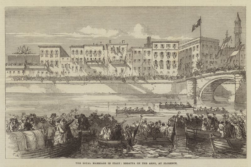 Det kungliga äktenskapet i Italien, Regatta på Arno, i Florens av Sir John Charles Robinson