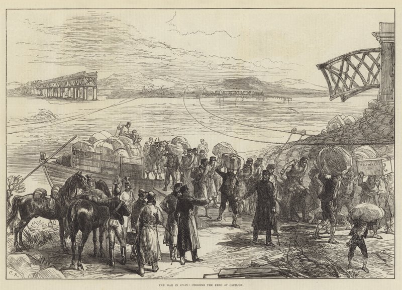 Kriget i Spanien, korsar Ebro vid Castijon av Sir John Charles Robinson