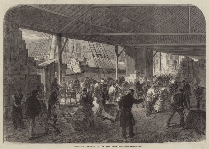 Lossar teskepp i East India Docks av Sir John Charles Robinson