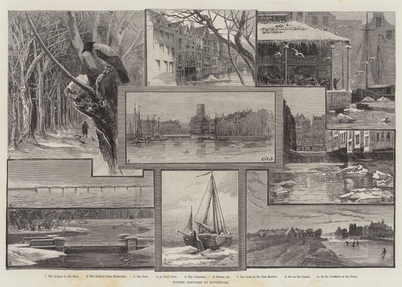 Vinterskisser i Rotterdam av Charles Whymper