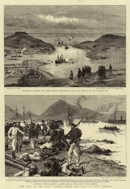 Kriget i öst, scener efter Port Arthurs fall av Charles William Wyllie