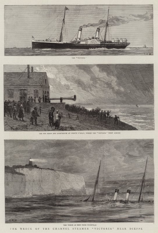 Förlisningen av kanalångaren Victoria nära Dieppe av Charles William Wyllie