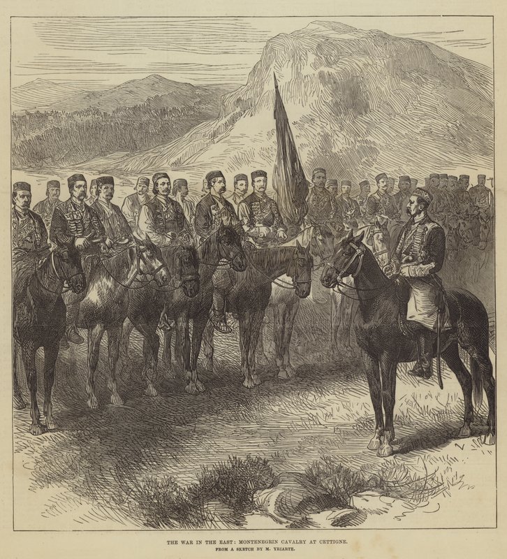 Kriget i öst, montenegrinsk kavalleri vid Cettigne av Charles Yriarte