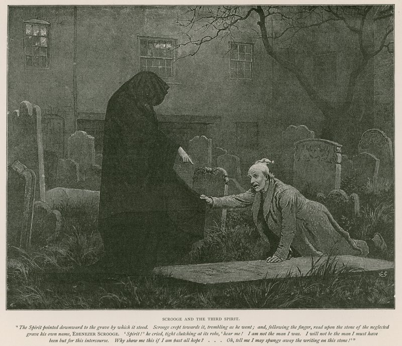 Illustration för A Christmas Carol av Charles Dickens (litho) av Charles (after) Green