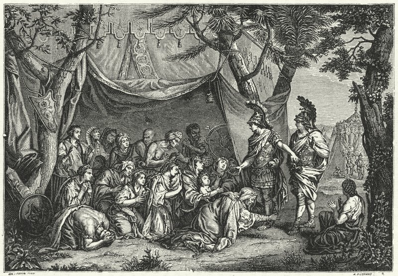 Drottningarna av Persien vid Alexanders fötter (gravyr) av Charles (after) Le Brun