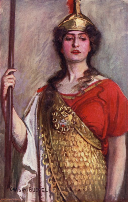 Pallas Athene, Miss Constance Collier (färg litho) av Charles A. Buchel