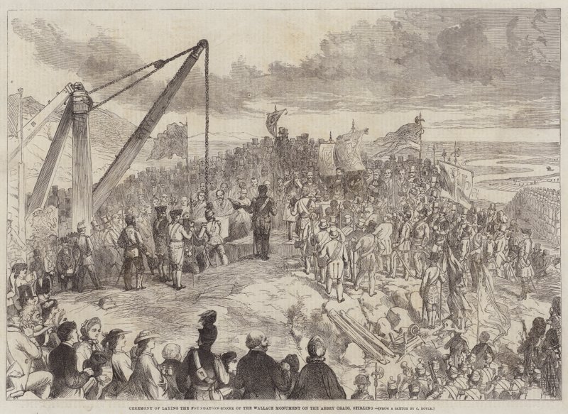 Ceremony of Laying the Foundation-Stone of the Wallace Monument on the Abbey Craig, Stirling  av Charles Altamont Doyle