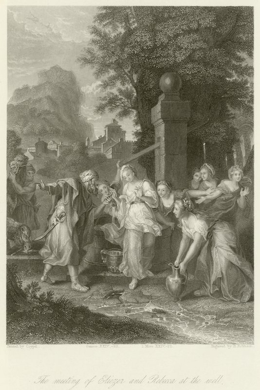 Mötet mellan Eliezer och Rebecka vid brunnen av Charles Antoine Coypel
