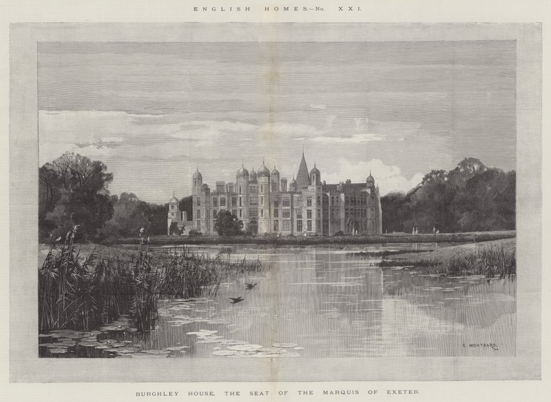 Burghley House, säte för markisen av Exeter av Charles Auguste Loye