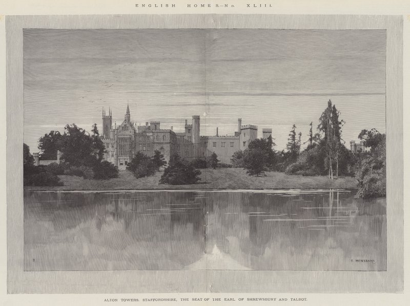 English Homes, Alton Towers, Staffordshire, sätet för Earl of Shrewsbury och Talbot av Charles Auguste Loye
