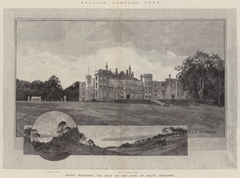 Engelska hem, Mount Edgcumbe, säte för Earl of Mount Edgcumbe av Charles Auguste Loye