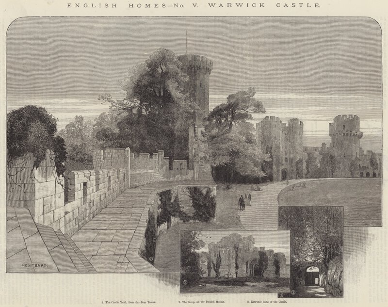 English Homes, Warwick Castle gravyr av Charles Auguste Loye
