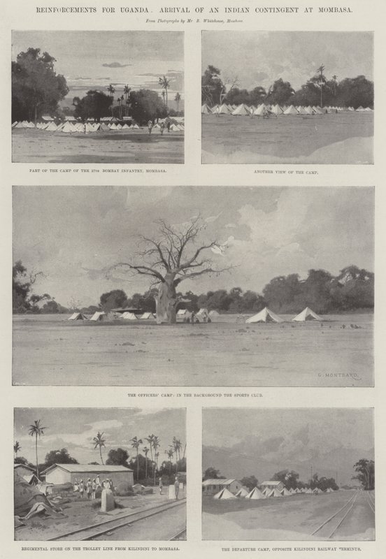 Förstärkningar för Uganda, ankomsten av en indisk kontingent till Mombasa av Charles Auguste Loye