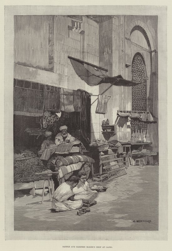 Sadel- och seletillverkares butik i Kairo av Charles Auguste Loye