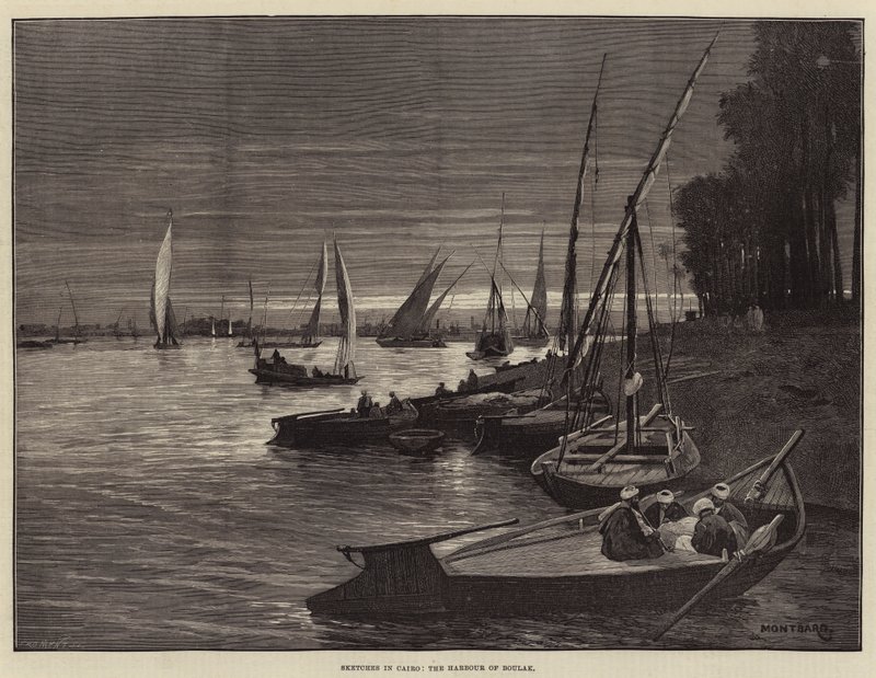 Skisser i Kairo, hamnen i Boulak av Charles Auguste Loye