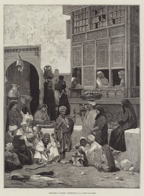 Skisser i Egypten, gården till ett hus i Kairo av Charles Auguste Loye