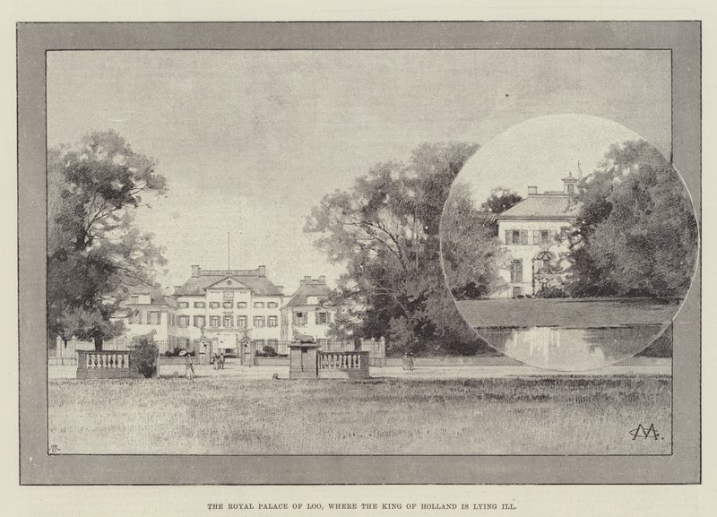Det kungliga palatset i Loo, där kungen av Holland ligger sjuk av Charles Auguste Loye