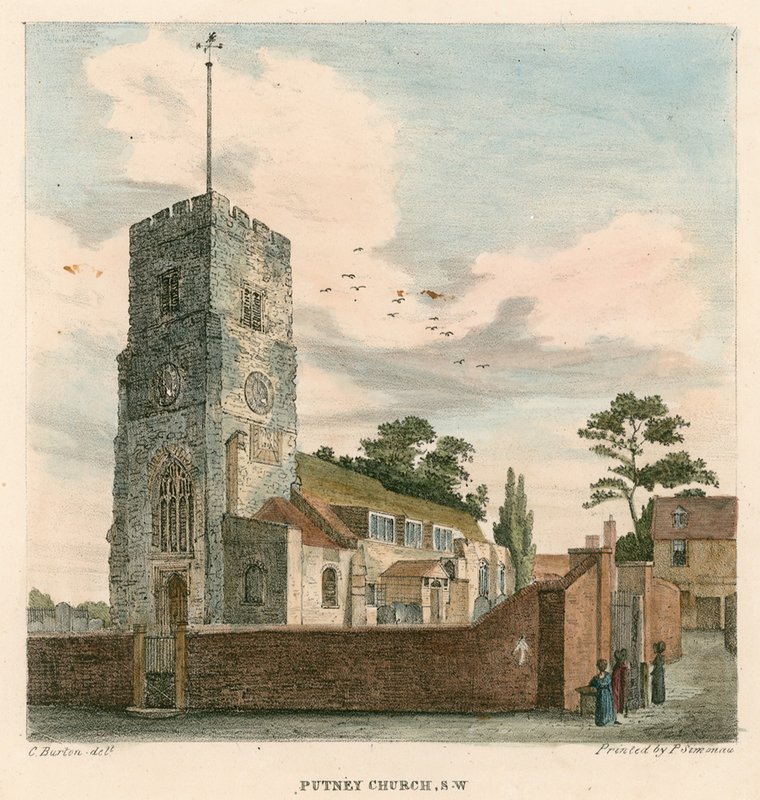 Putney Church, London av Charles Burton