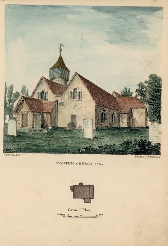 Sydvästlig vy av Tooting Church av Charles Burton