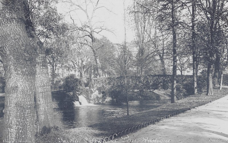 Bordeaux: Jardin-Public, den rustika bron (svartvitt foto) av Charles Chambon