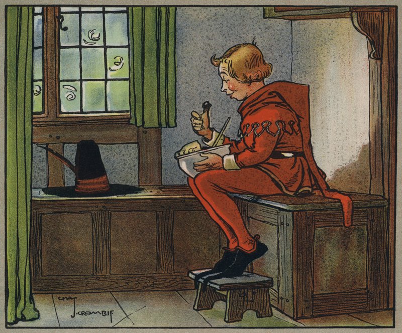 Little Jack Horner (färg litho) av Charles Crombie