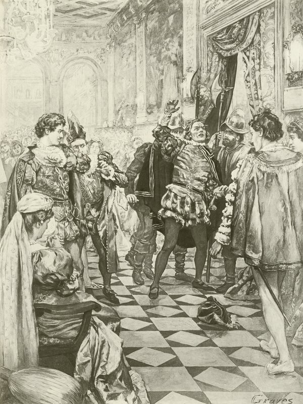 Rigoletto, akt I scen i (gravyr) av Charles D. Graves