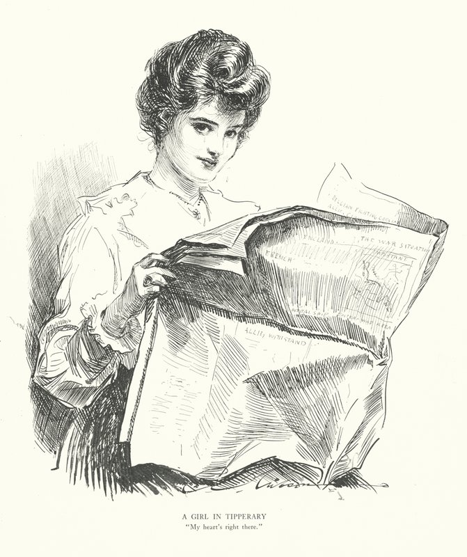 En flicka i Tipperary, "Mitt hjärta är precis där" (litografi) av Charles Dana Gibson