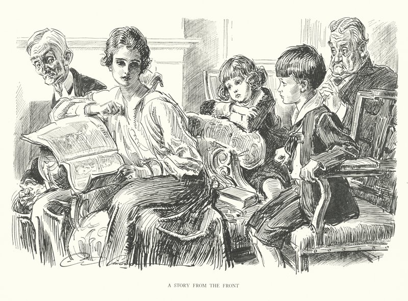 En berättelse från fronten (litografi) av Charles Dana Gibson