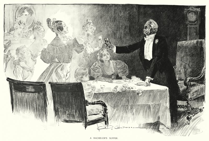 En ungkarlsmiddag (litho) av Charles Dana Gibson