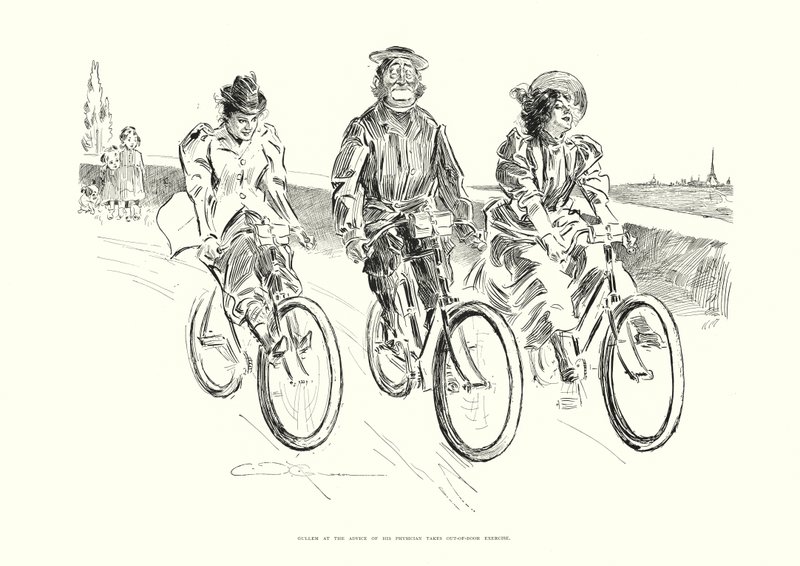 Gullem motionerar utomhus på inrådan av sin läkare (litografi) av Charles Dana Gibson