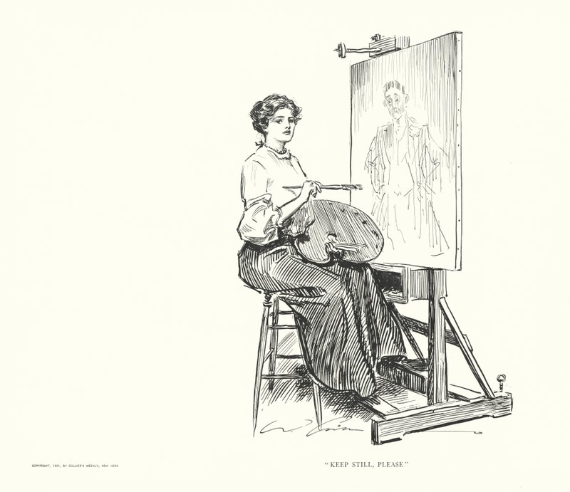 "Var stilla, snälla" (litografi) av Charles Dana Gibson