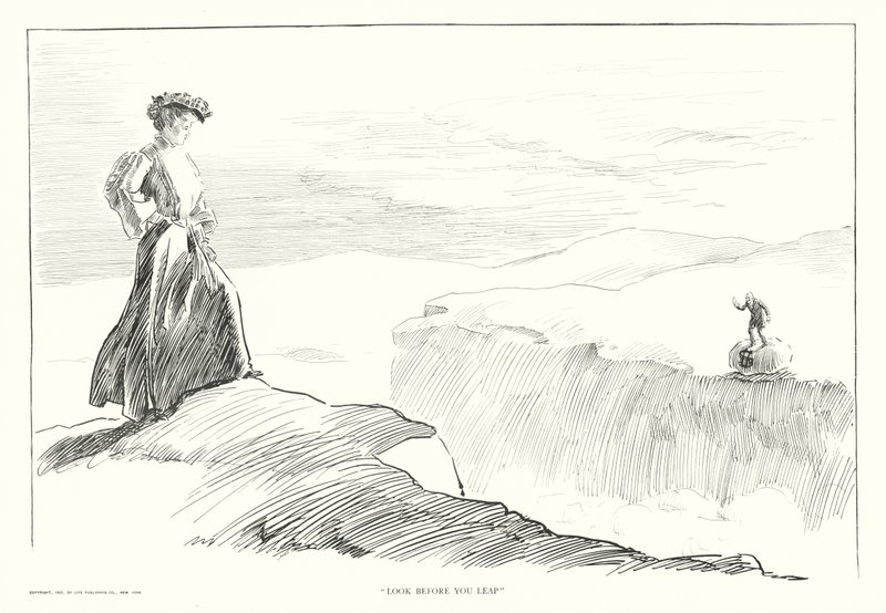 "Se dig för innan du hoppar" (lito) av Charles Dana Gibson