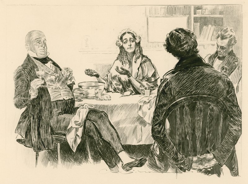 Herr och fru Micawber, David Copperfield och Traddles av Charles Dana Gibson